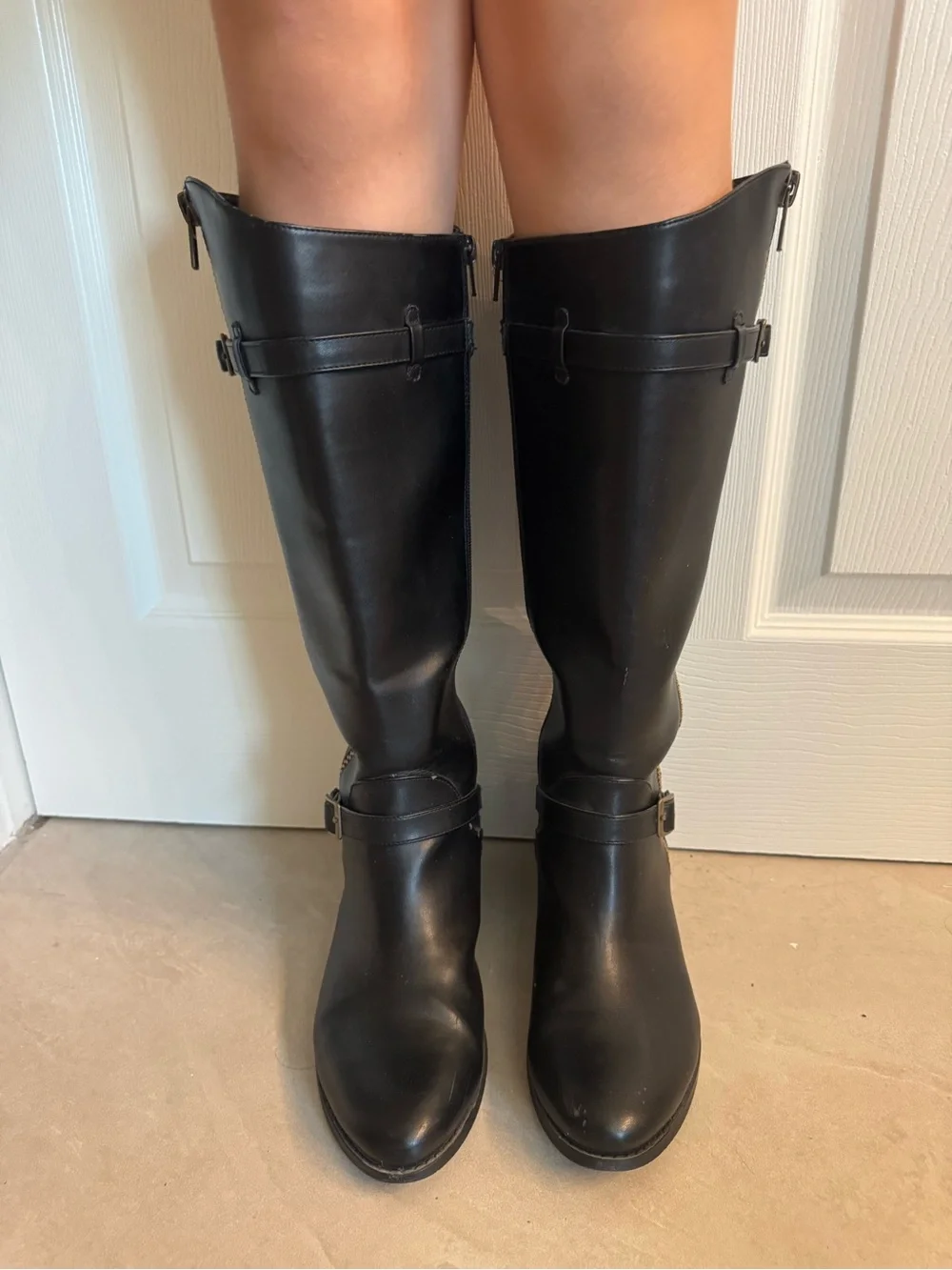 Nine West Black Over-the-Knee Riding Boots with Buckle Detail